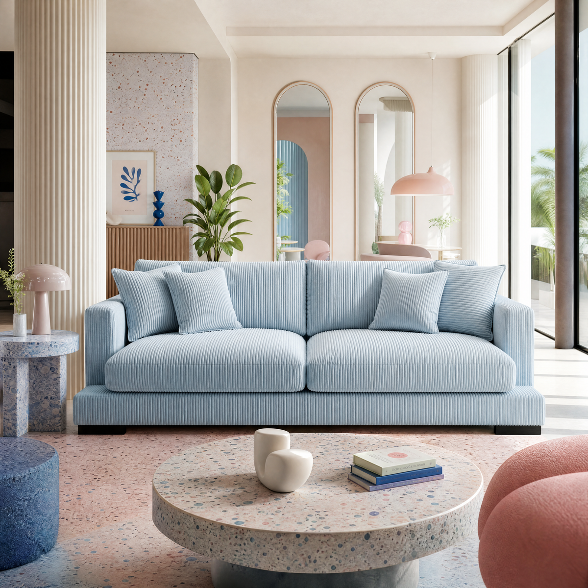 Cloud Sofa Baby Blue Corduroy — Lifestyle