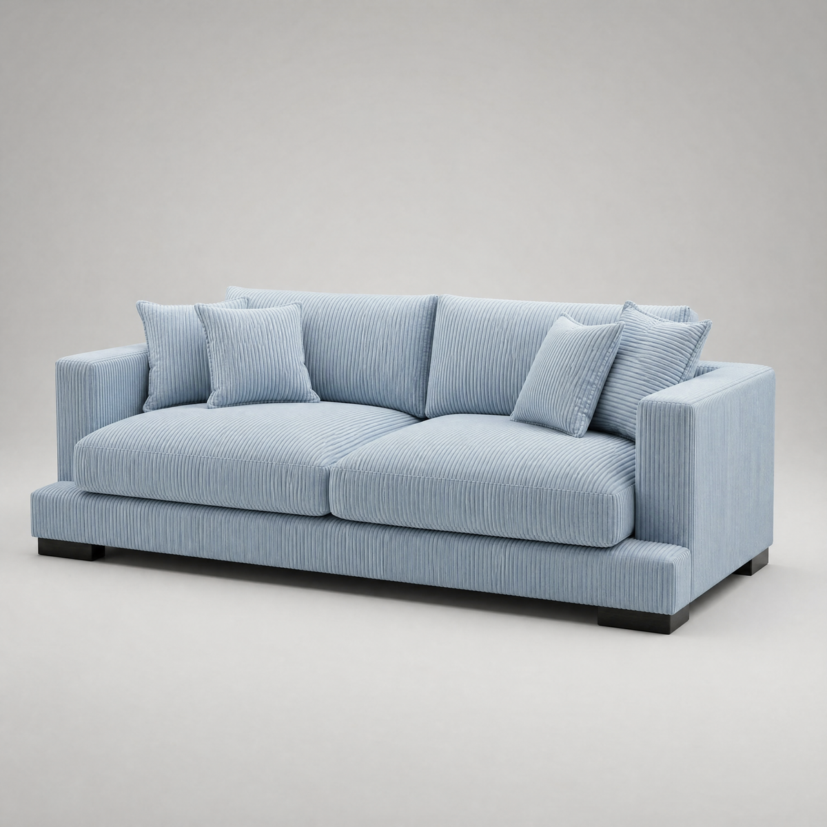 Cloud Sofa Baby Blue Corduroy - 3/4 Side Angle View