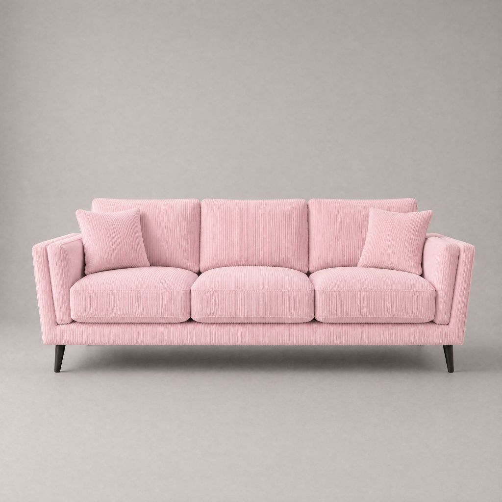 Monroe Sofa Baby Pink Corduroy - Front View