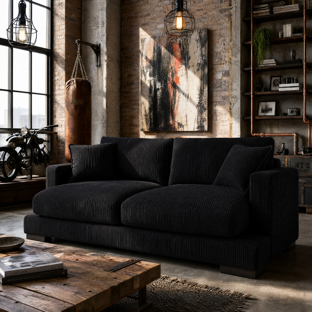 Cloud 2 Seater Bagira Black Corduroy — Lifestyle