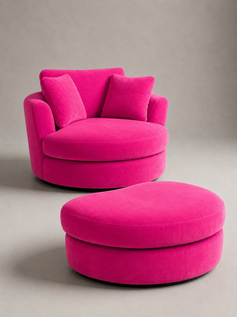 Kiss Ottoman and Cuddle Swivel Chair - Barbie Pink