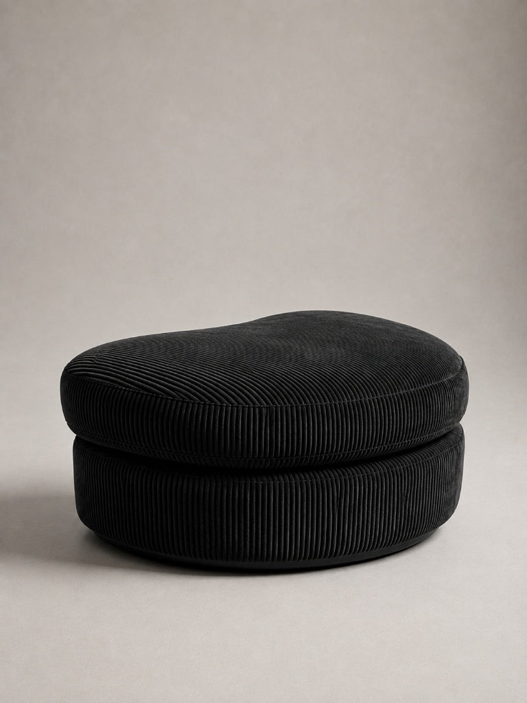 Kiss Ottoman - Black Corduroy
