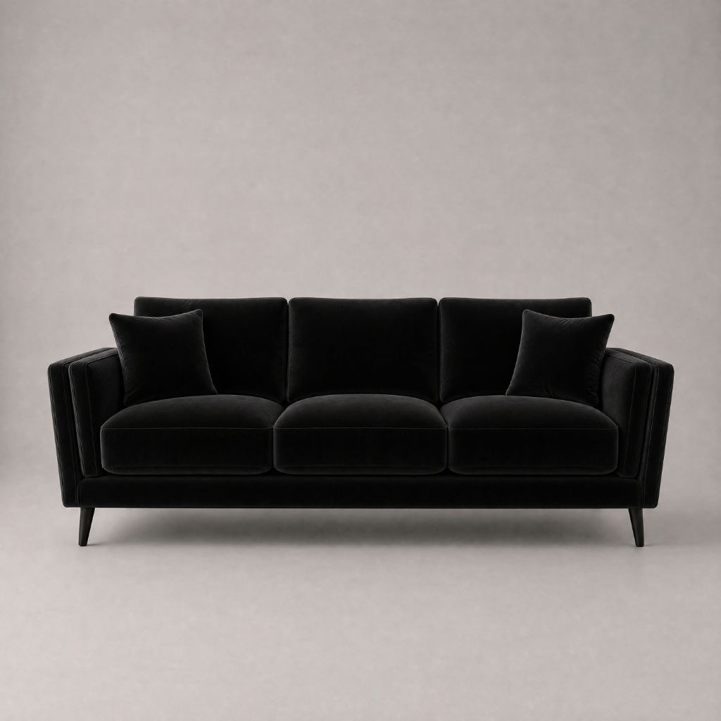 Monroe Sofa Black Velvet - Front View