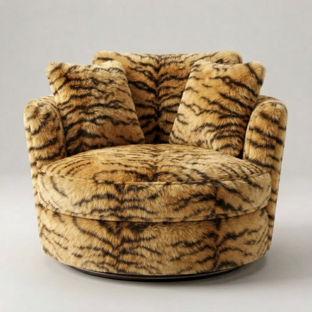 Cuddle Swivel Chair - Tiger Faux Fur