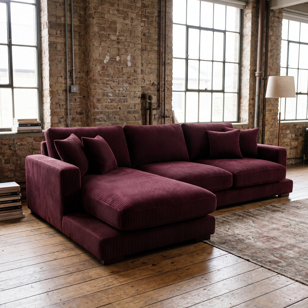City Chaise Lounge Burgundy Corduroy