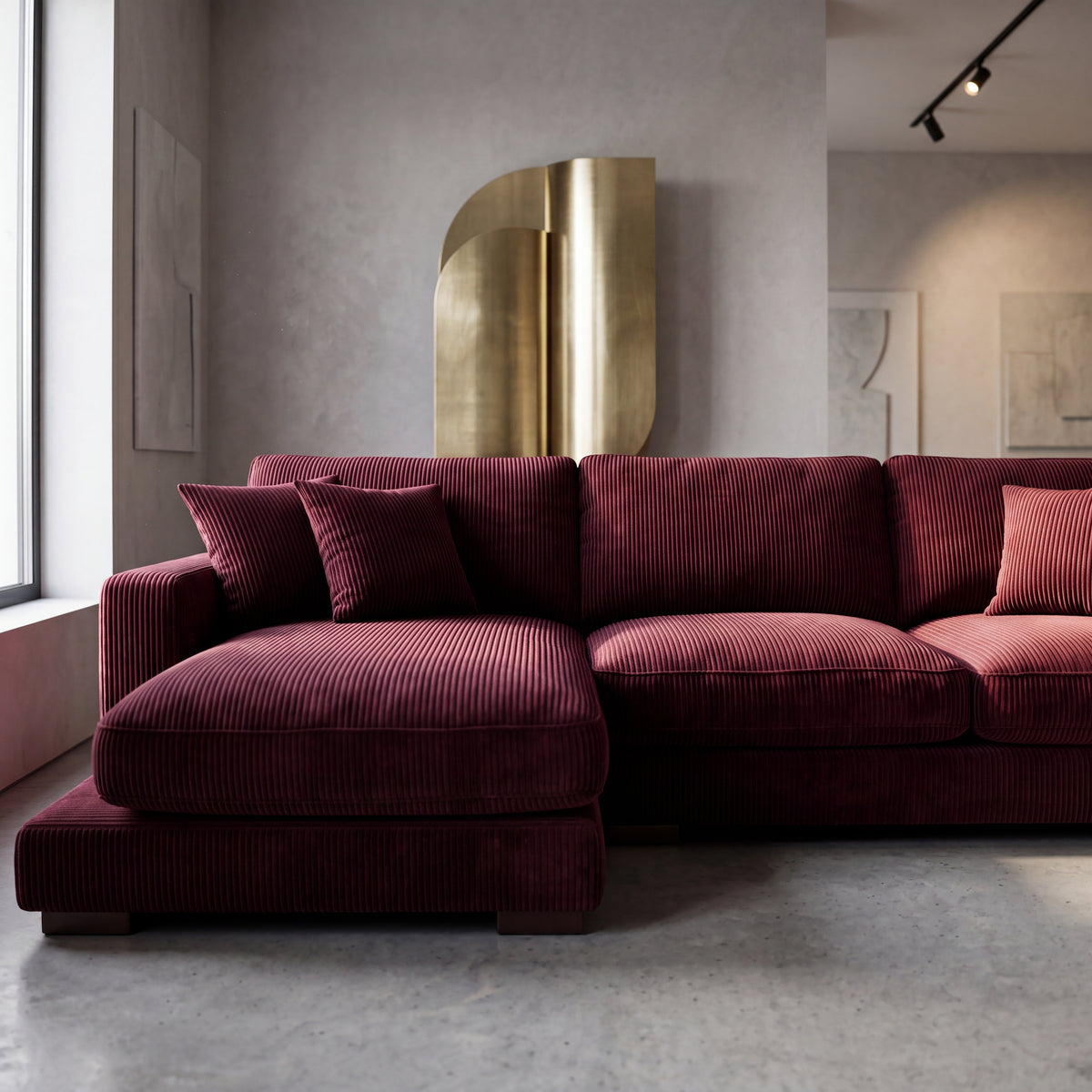 City Chaise Lounge Burgundy Corduroy