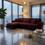 City Chaise Lounge Burgundy Corduroy