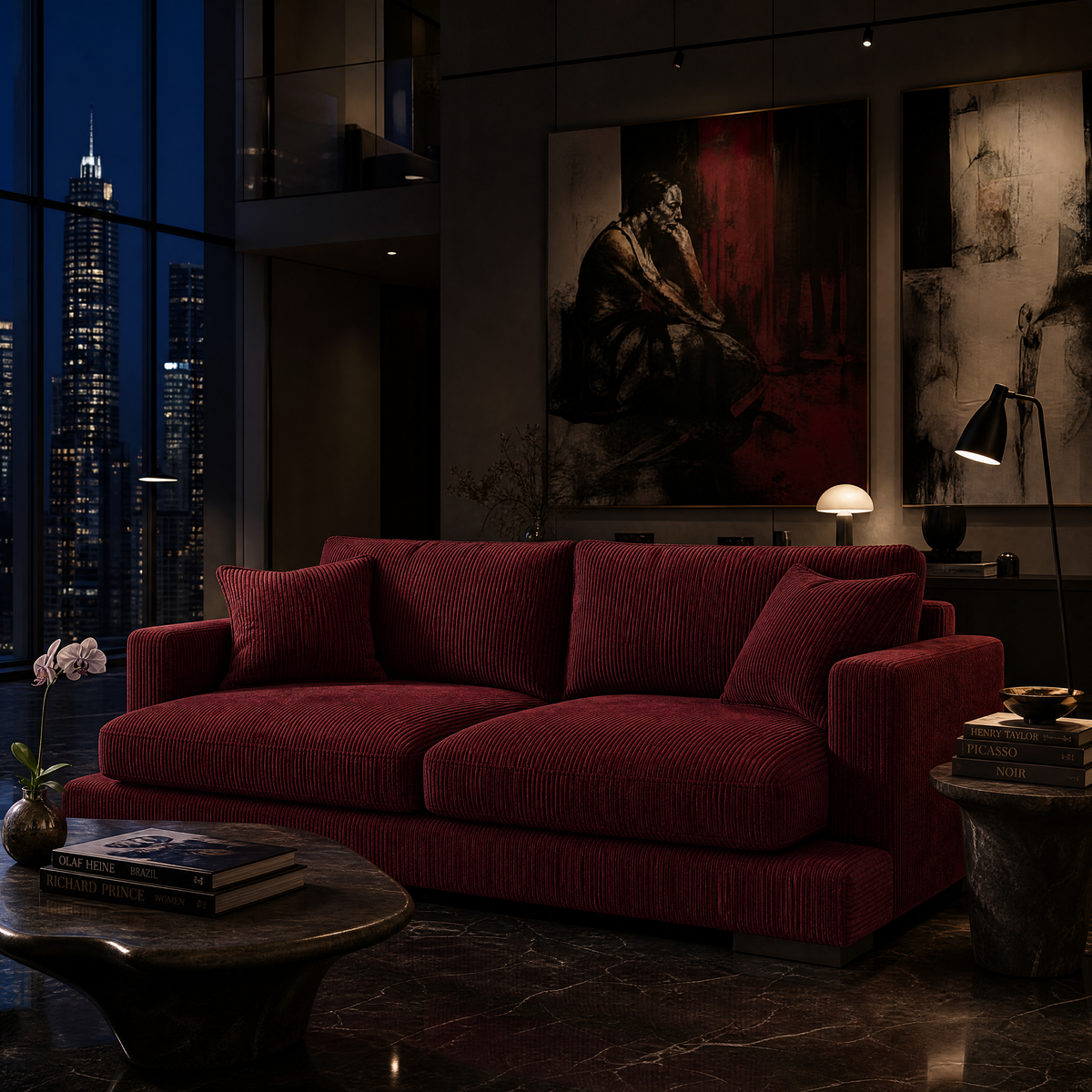 Cloud 2 Seater Burgundy Corduroy — Lifestyle