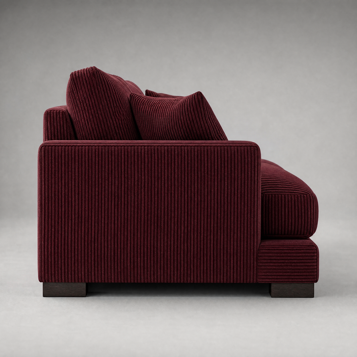 Cloud 2 Seater Burgundy Corduroy - Side Profile View