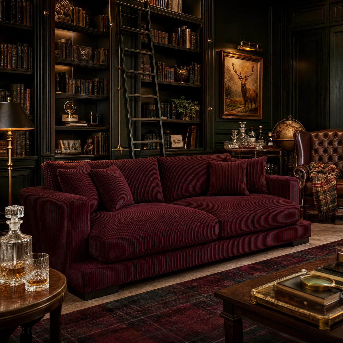 Cloud Sofa Burgundy Corduroy — Lifestyle