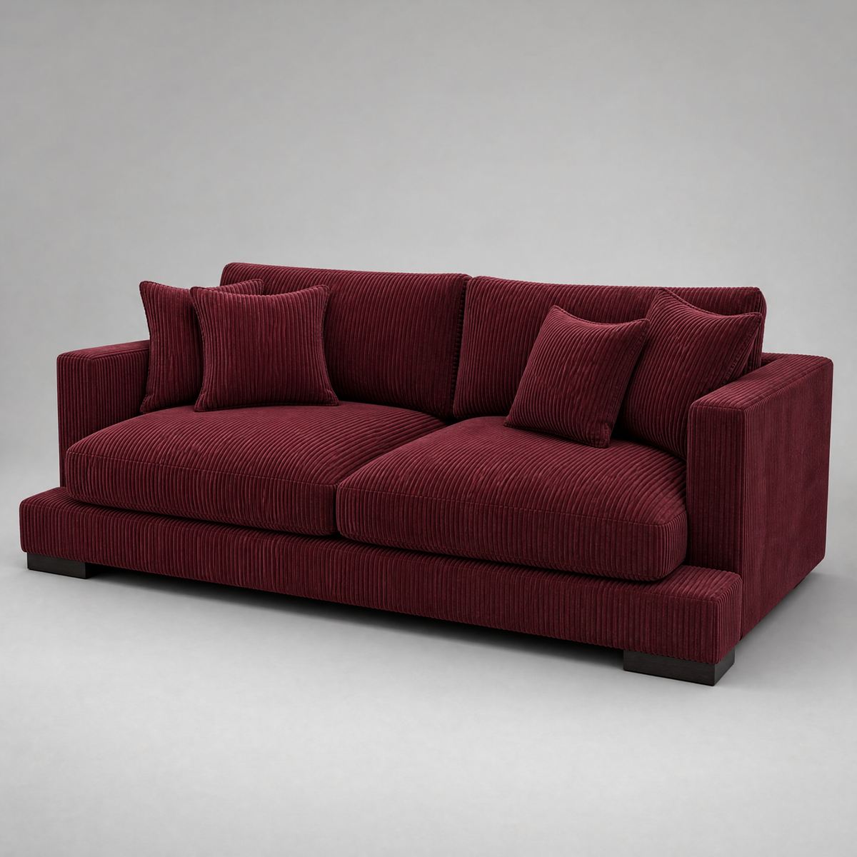 Cloud Sofa Burgundy Corduroy - 3/4 Side Angle View