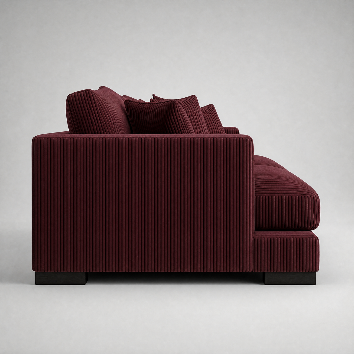 Cloud Sofa Burgundy Corduroy - Side Profile View