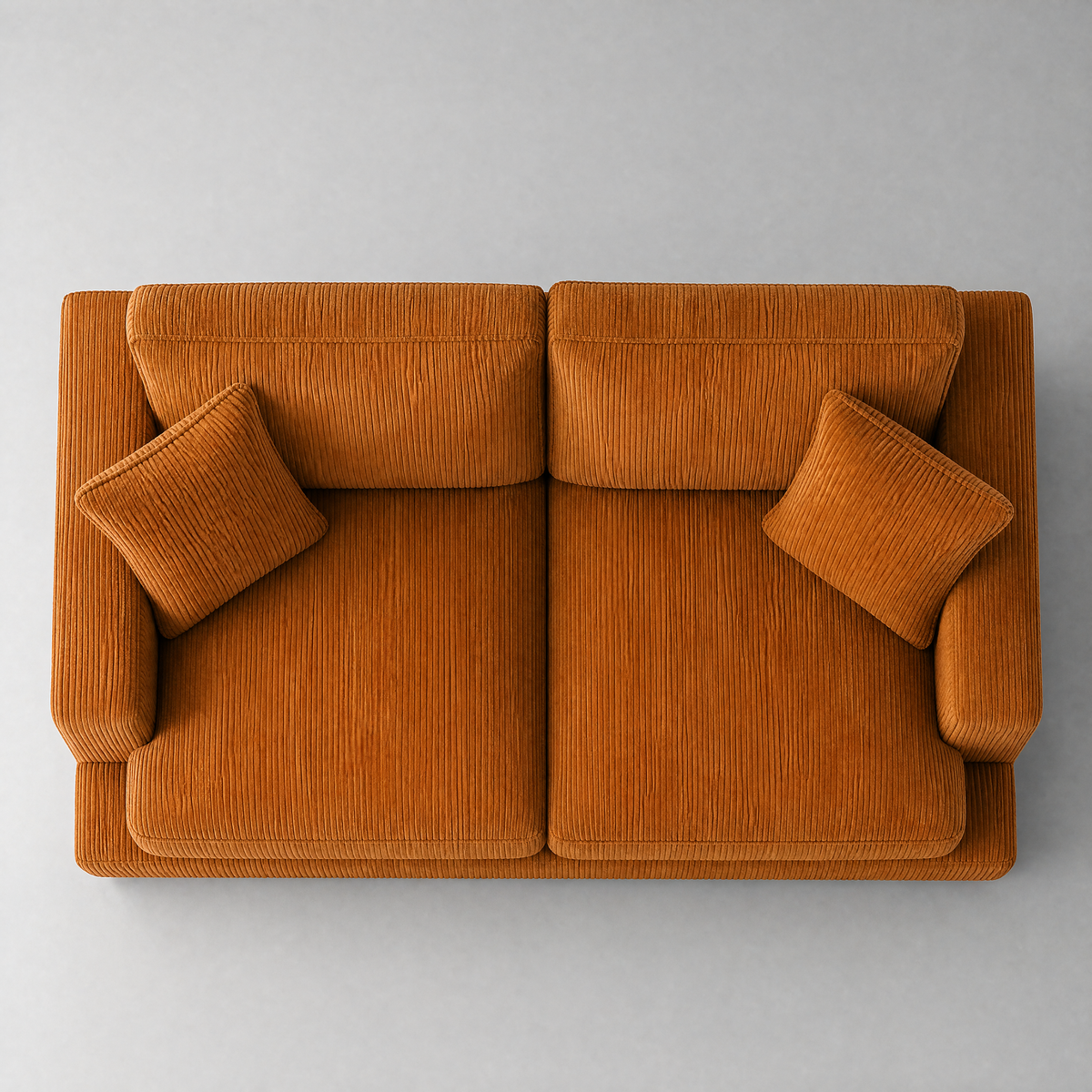Cloud 2 Seater Burnt Orange Corduroy - Birds Eye View