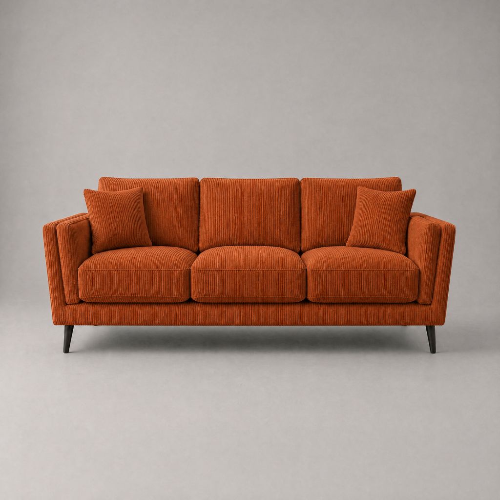 Monroe Sofa Burnt Orange Corduroy - Front View