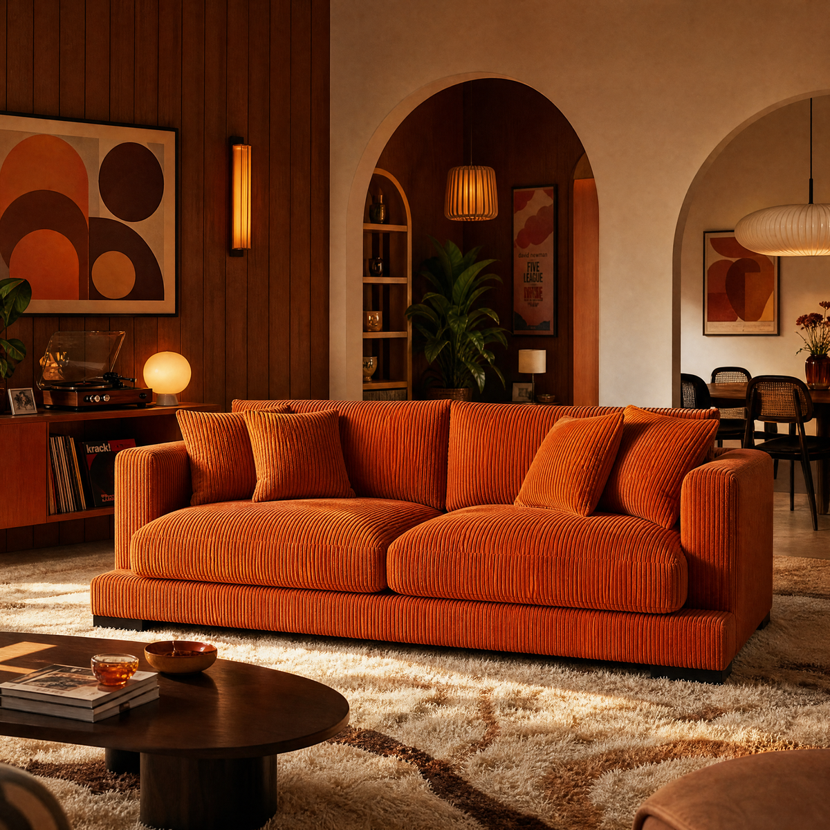 Cloud Sofa Burnt Orange Corduroy - Lifestyle