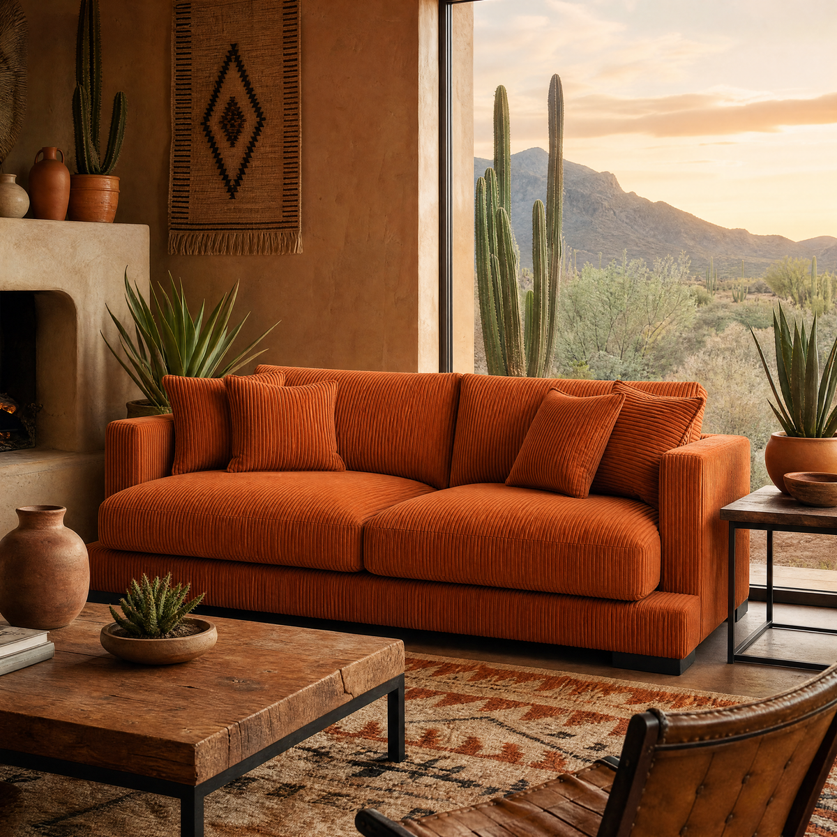 Cloud Sofa Burnt Orange Corduroy — Lifestyle