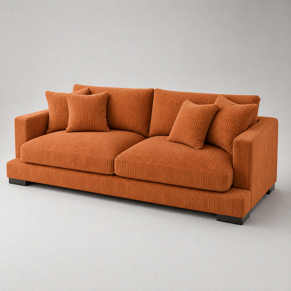 Cloud Sofa Burnt Orange Corduroy - 3/4 Side Angle View