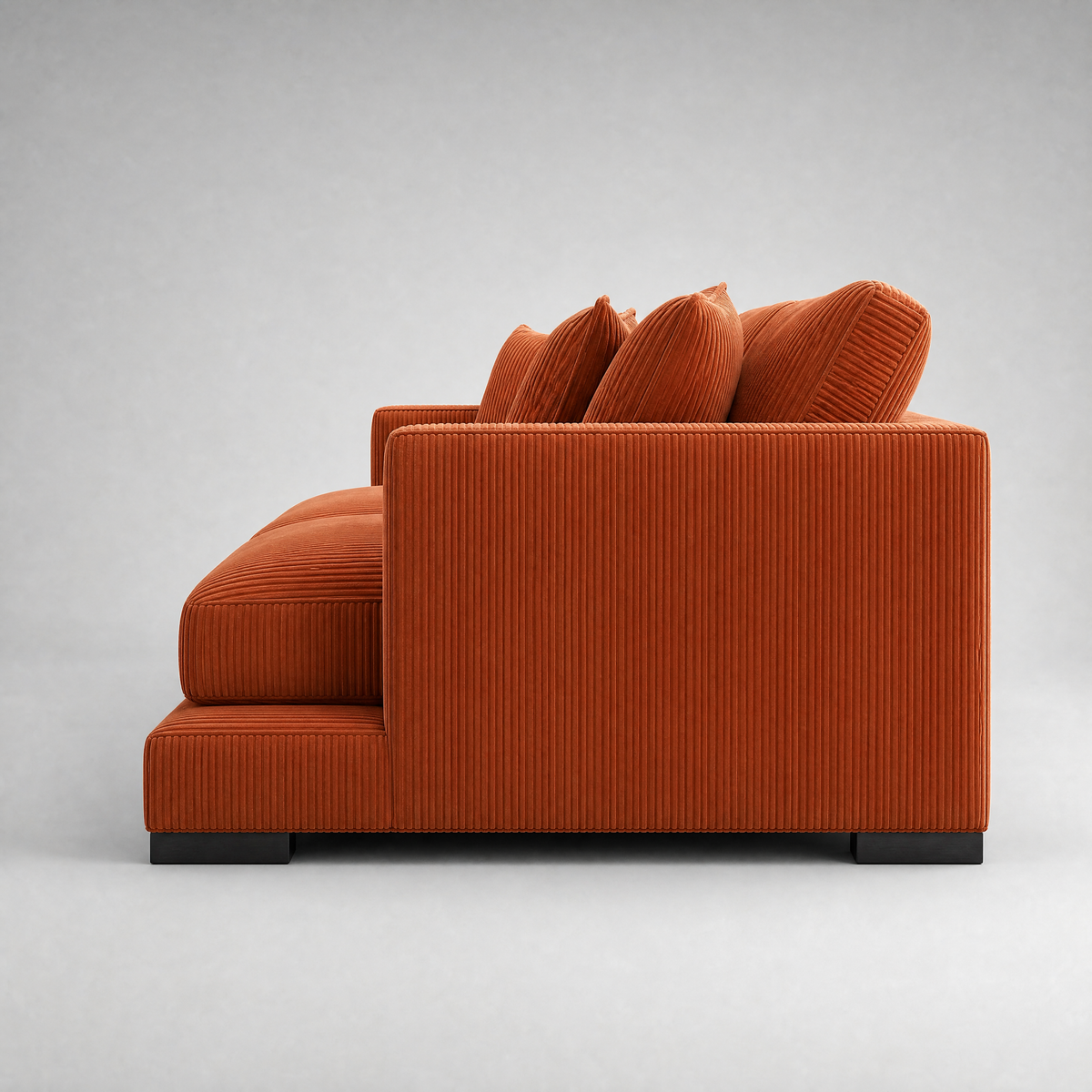 Cloud Sofa Burnt Orange Corduroy - Side Profile View