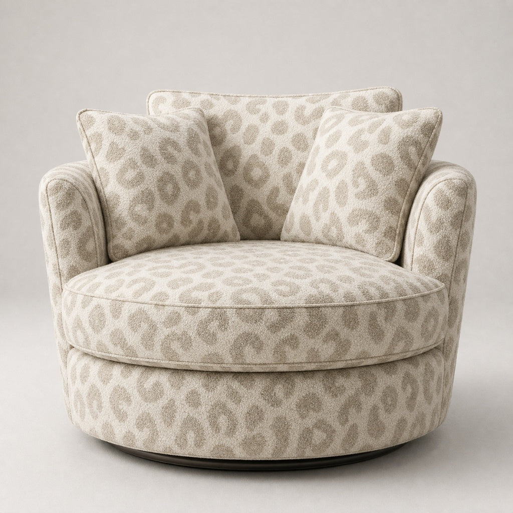Cuddle Swivel Chair - Natural Leopard