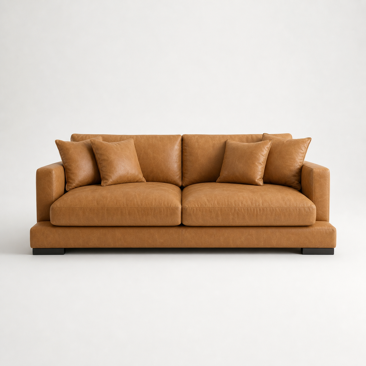 Cloud Sofa Tan Leather - Front View