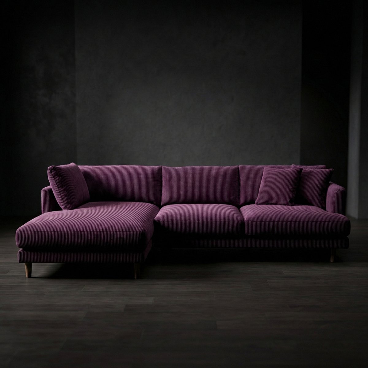Meadow Chaise Lounge - Purple Haze Corduroy — Lifestyle Setting 1 | Corduroy | Vibe Sofas Australia
