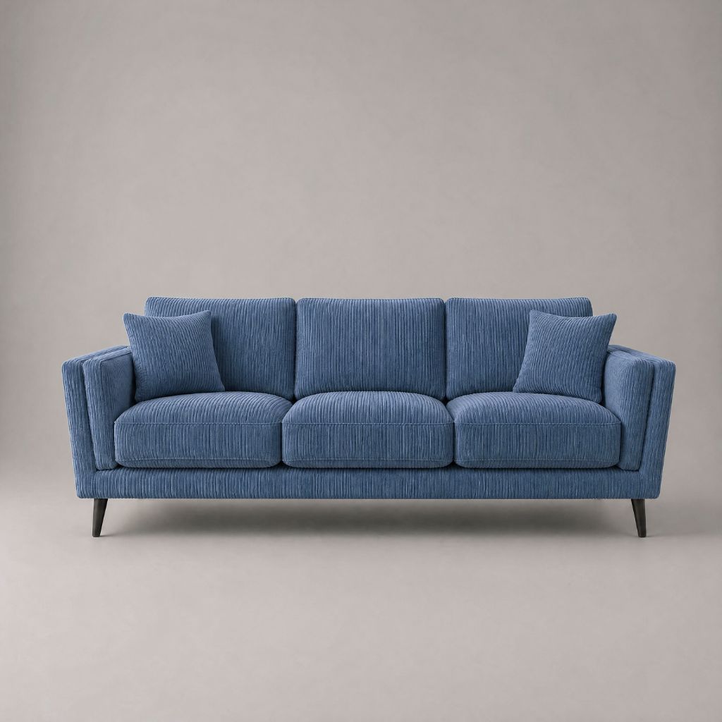 Monroe Sofa Denim Blue Corduroy - Front View