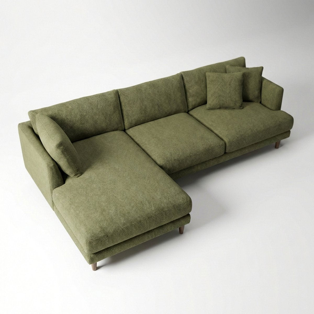 Meadow Chaise Lounge - Olive Green Corduroy — Birds Eye View | Corduroy | Vibe Sofas Australia