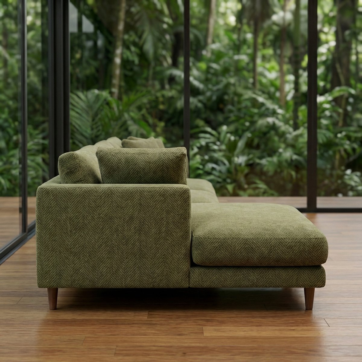 Meadow Chaise Lounge - Olive Green Corduroy — Lifestyle
