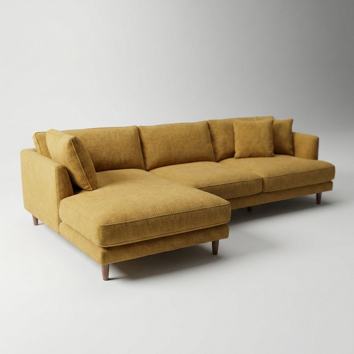 Meadow Chaise Lounge - Mustard Corduroy — Side Profile View | Corduroy | Vibe Sofas Australia