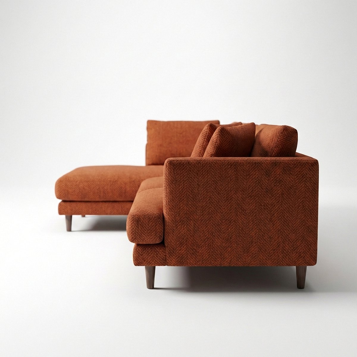 Meadow Chaise Lounge - Burnt Orange Corduroy — Birds Eye View | Corduroy | Vibe Sofas Australia
