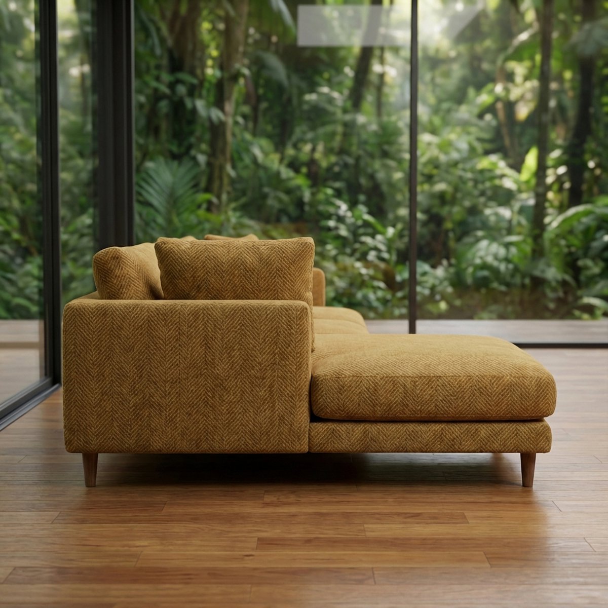 Meadow Chaise Lounge - Mustard Corduroy — Lifestyle Setting 2 | Corduroy | Vibe Sofas Australia