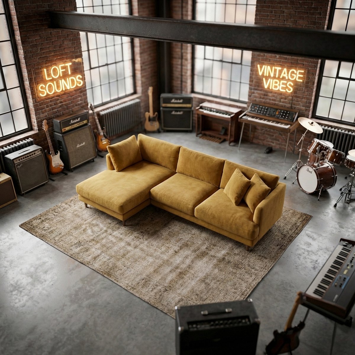 Meadow Chaise Lounge - Mustard Corduroy — Detail View 1 | Corduroy | Vibe Sofas Australia