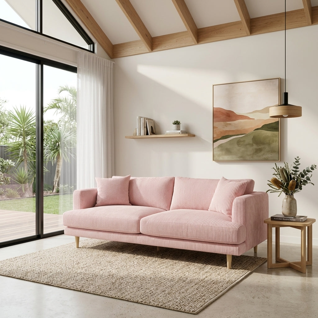 Meadow Sofa - Baby Pink Corduroy — Lifestyle