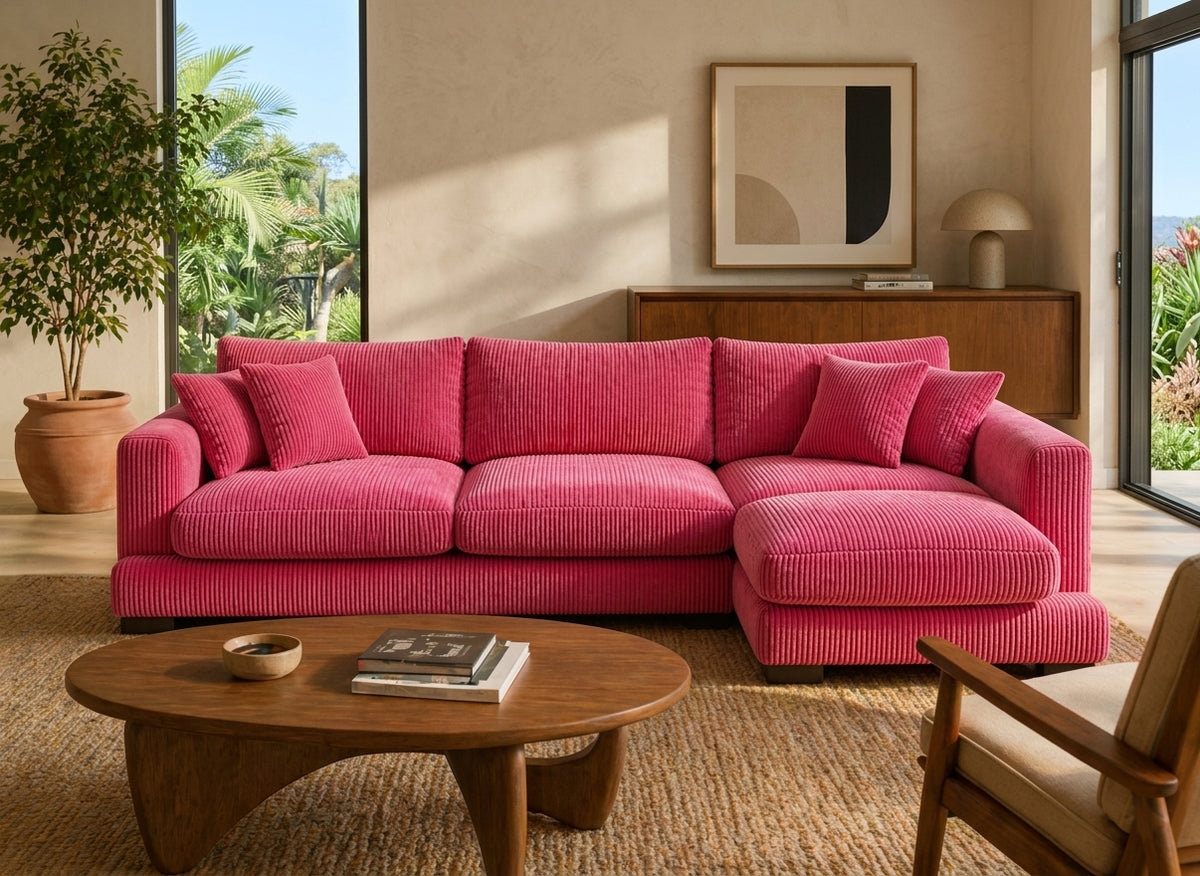 Cloud Chaise Lounge Candy Pink Corduroy