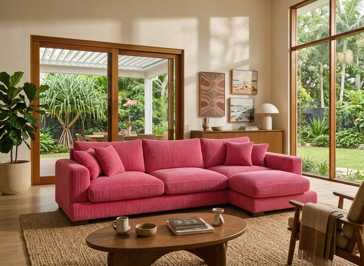 Cloud Chaise Lounge Candy Pink Corduroy