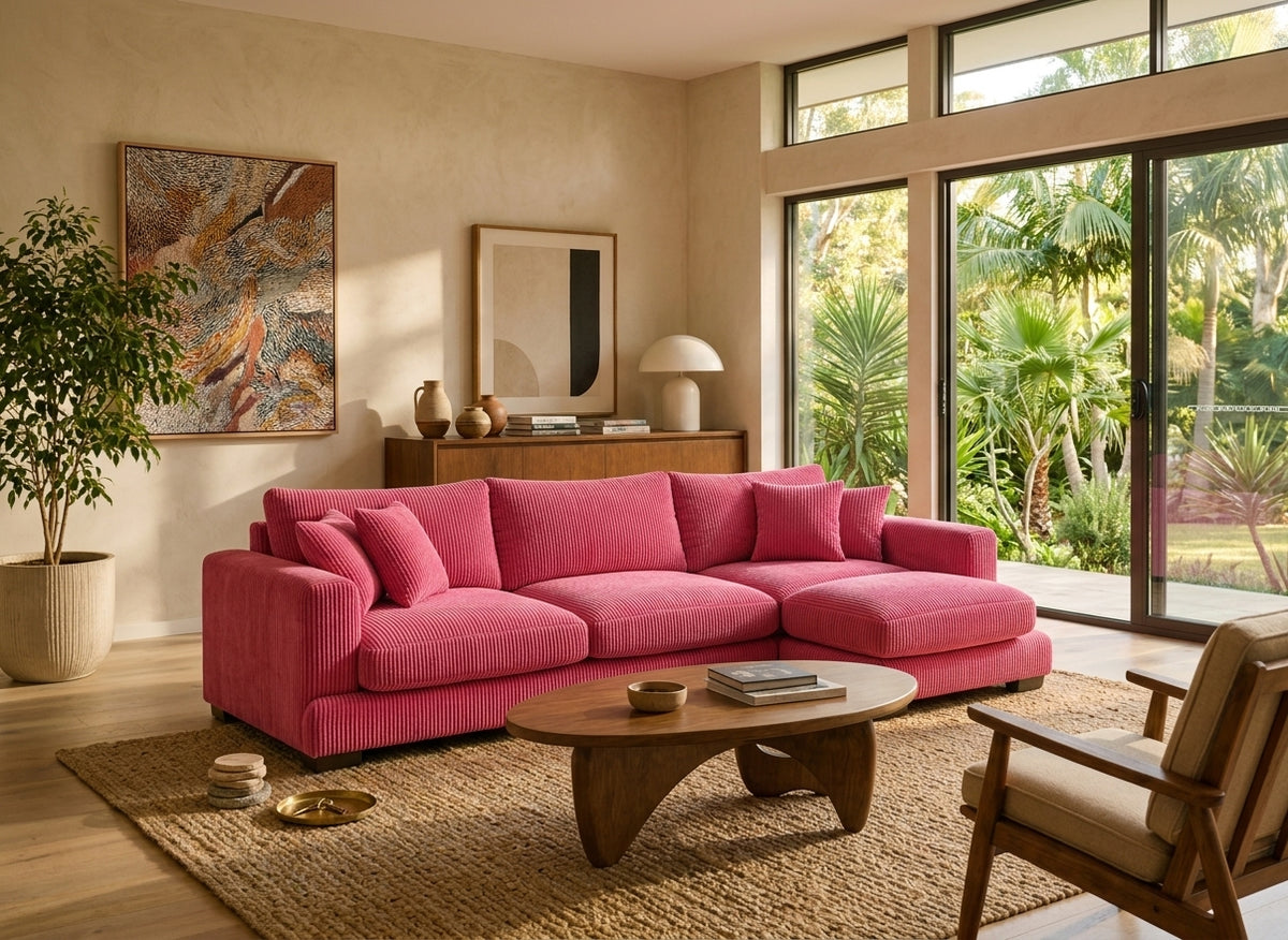 Cloud Chaise Lounge Candy Pink Corduroy