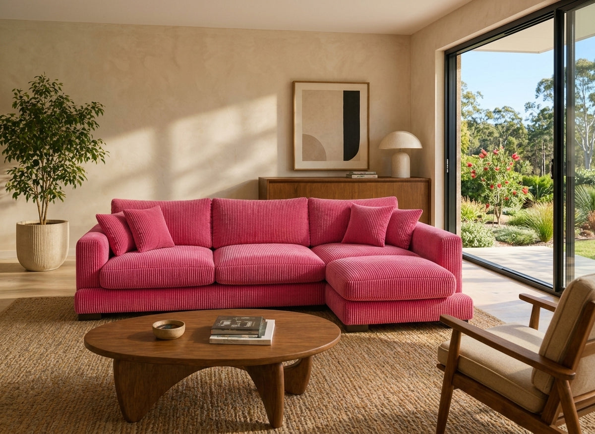 Cloud Chaise Lounge Candy Pink Corduroy