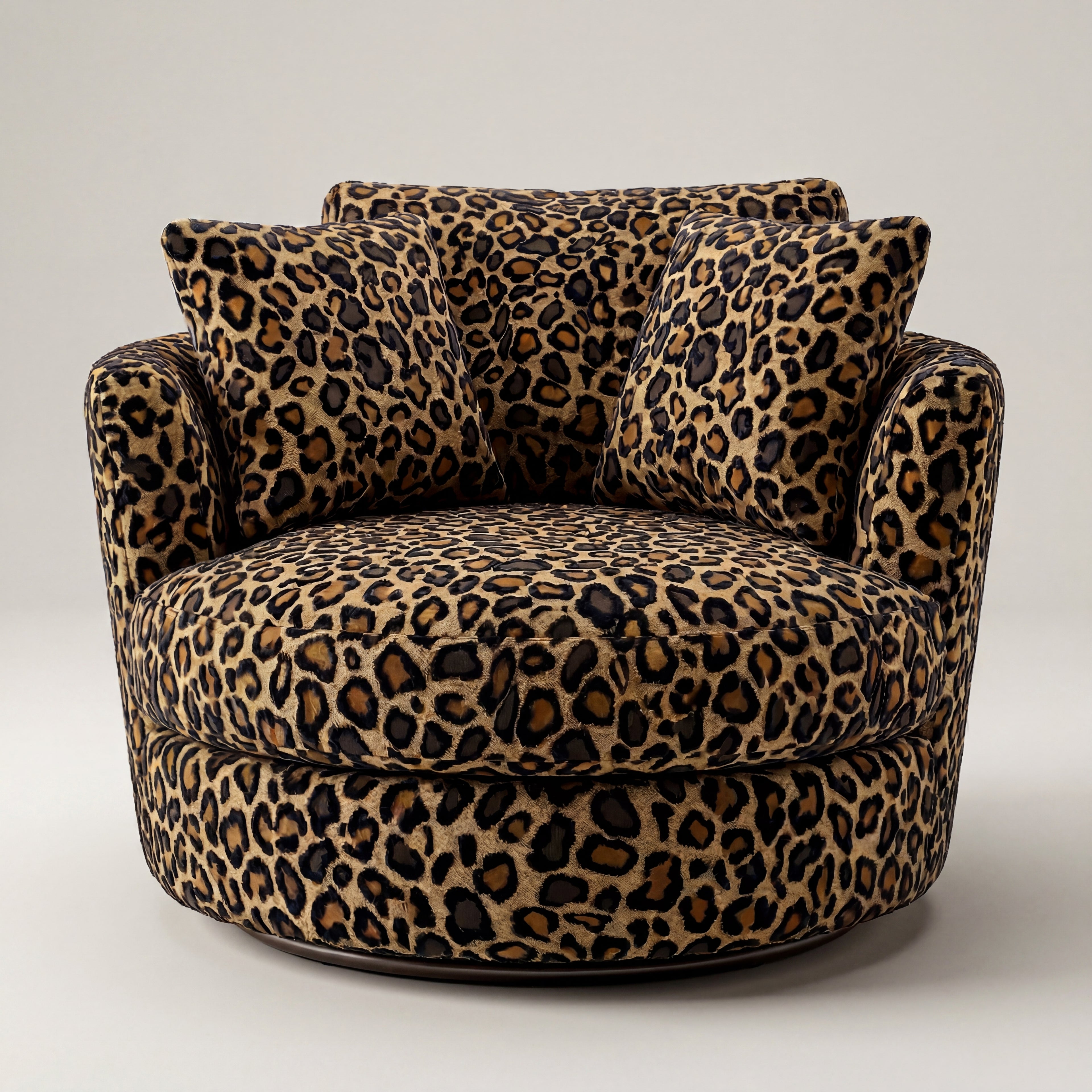 Cuddle Swivel Chair - Leopard - Front View | Vibe Sofas