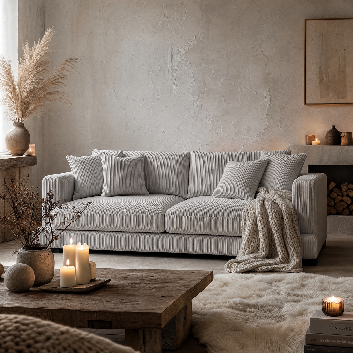 Cloud Sofa Grey Corduroy — Lifestyle