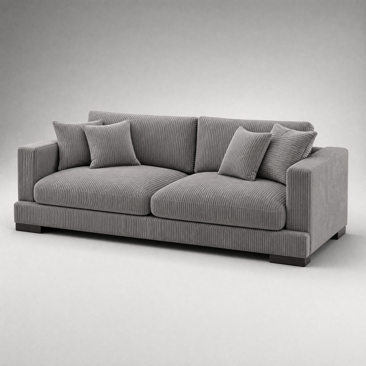 Cloud Sofa Grey Corduroy - 3/4 Side Angle View