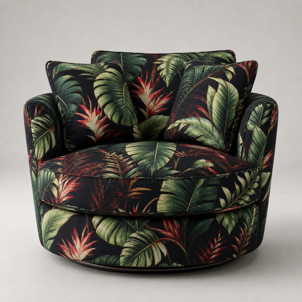 Cuddle Swivel Chair - Tropical Palm