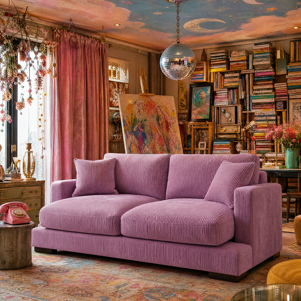 Cloud 2 Seater Lilac Corduroy — Lifestyle