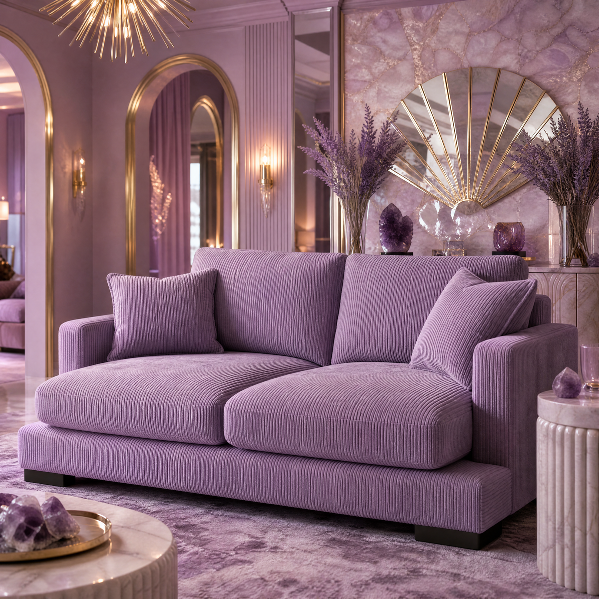 Cloud 2 Seater Lilac Corduroy - Lifestyle