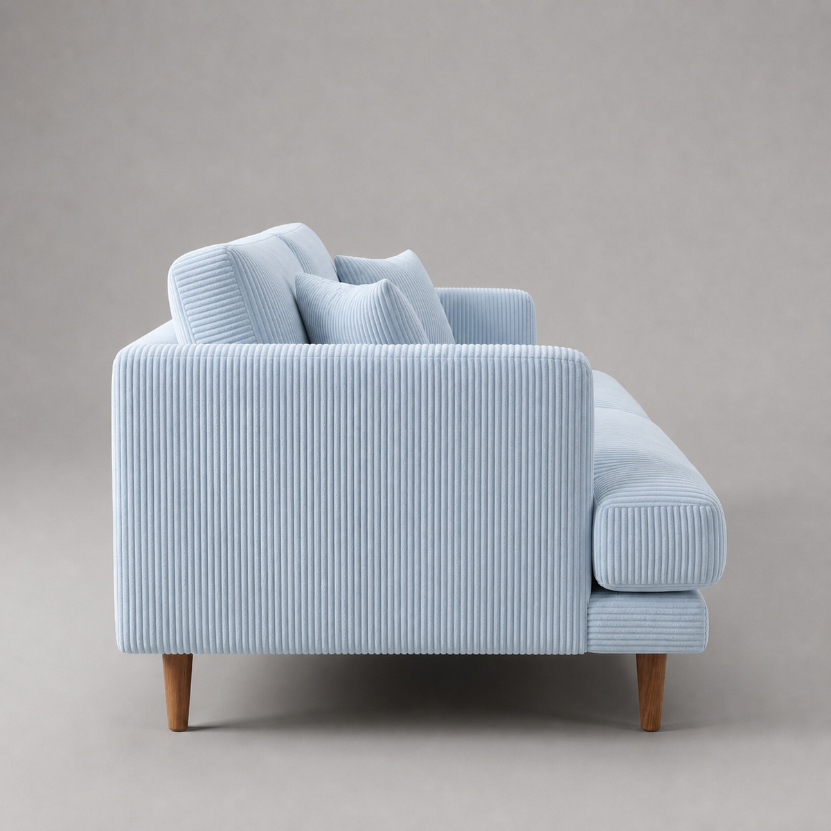 Meadow Chaise Lounge Baby Blue Corduroy - Side Profile View - Vibe Sofas Australia