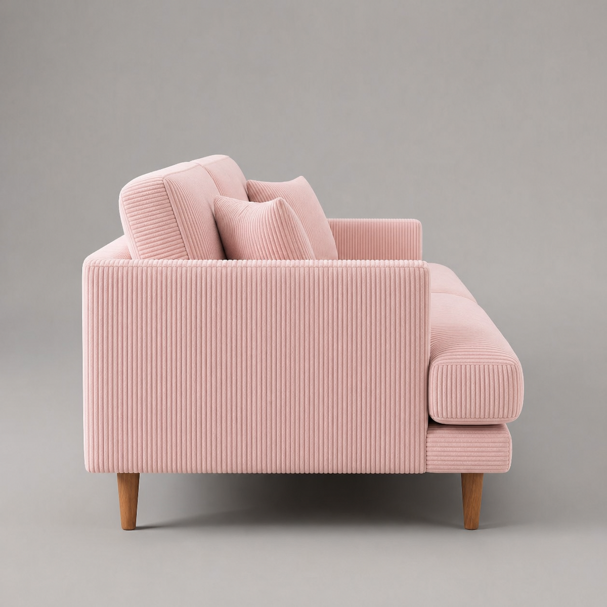 Meadow Chaise Lounge Baby Pink Corduroy - Side Profile View - Vibe Sofas Australia
