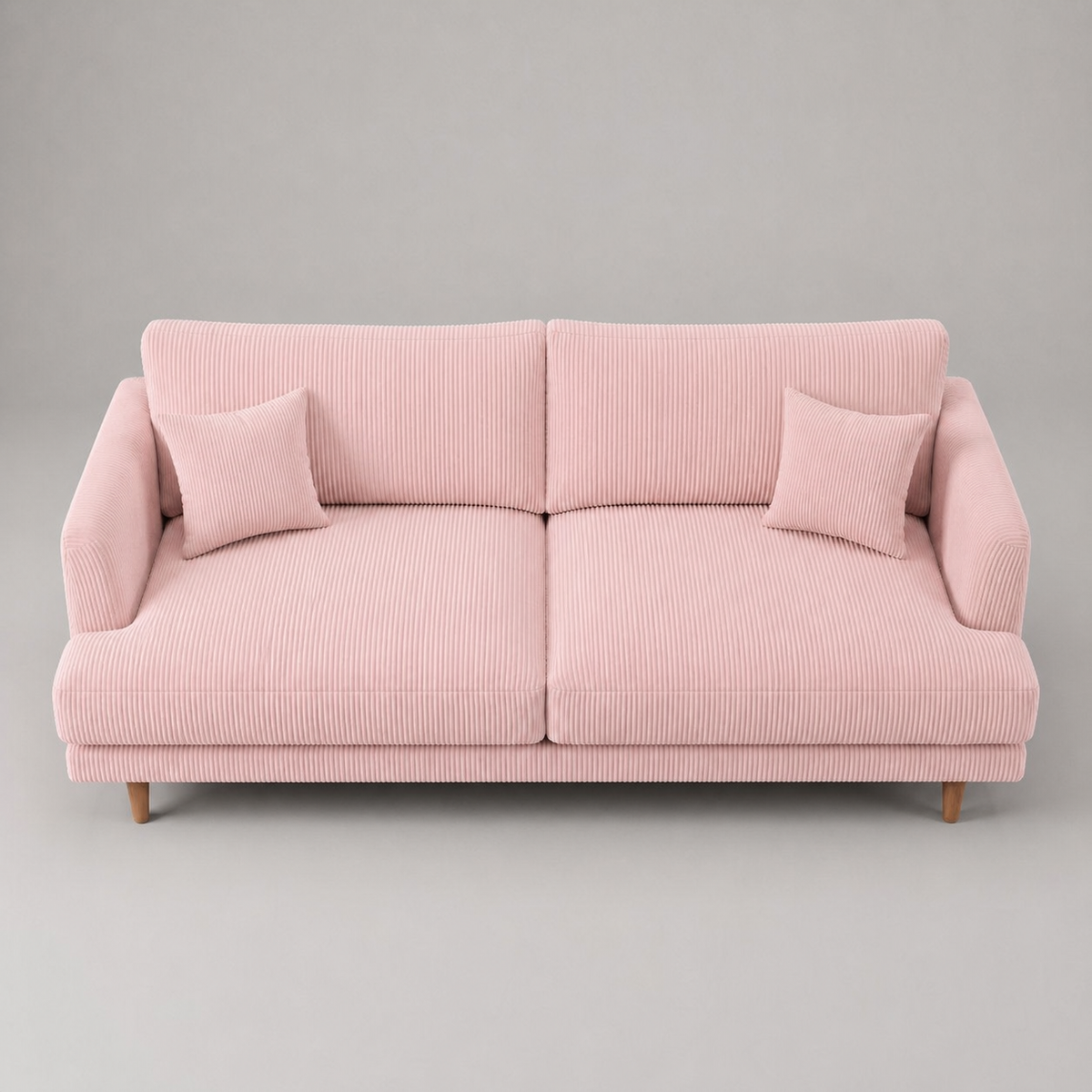 Meadow Chaise Lounge Baby Pink Corduroy - Elevated Front View - Vibe Sofas Australia
