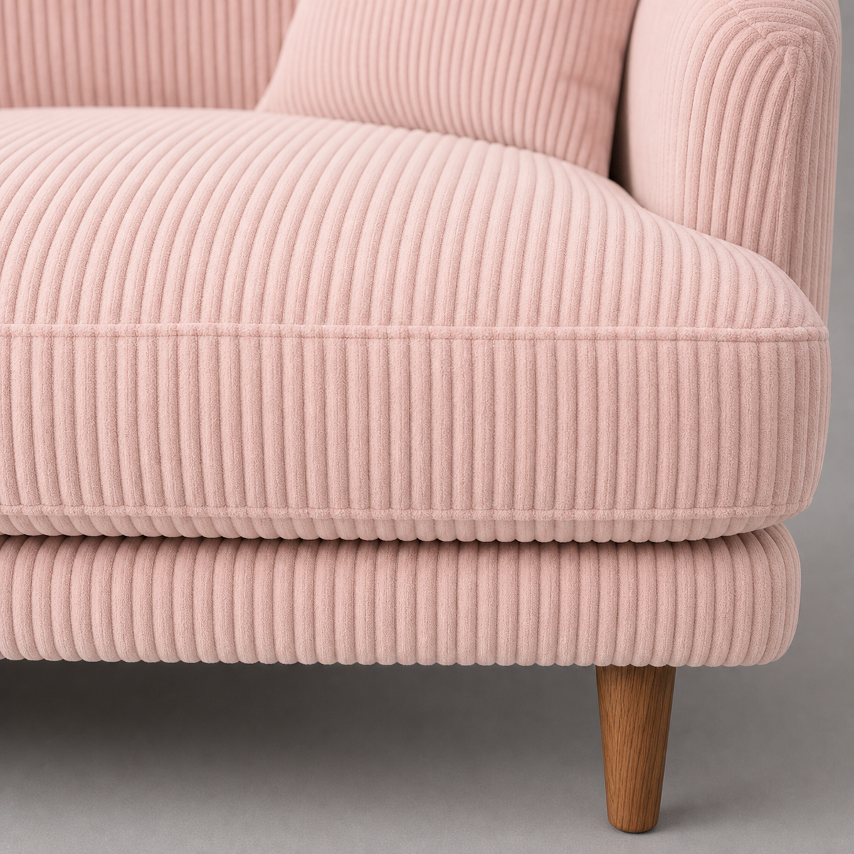 Meadow Chaise Lounge Baby Pink Corduroy - Detail Close-up - Vibe Sofas Australia