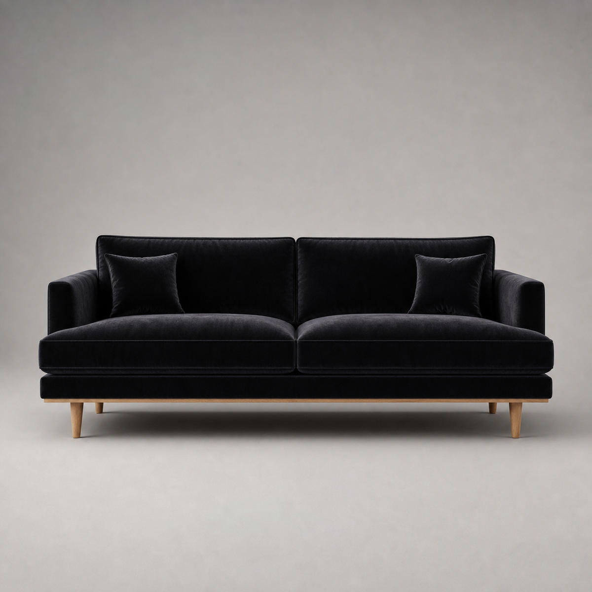 Meadow Chaise Lounge Black Velvet - Front View - Vibe Sofas Australia