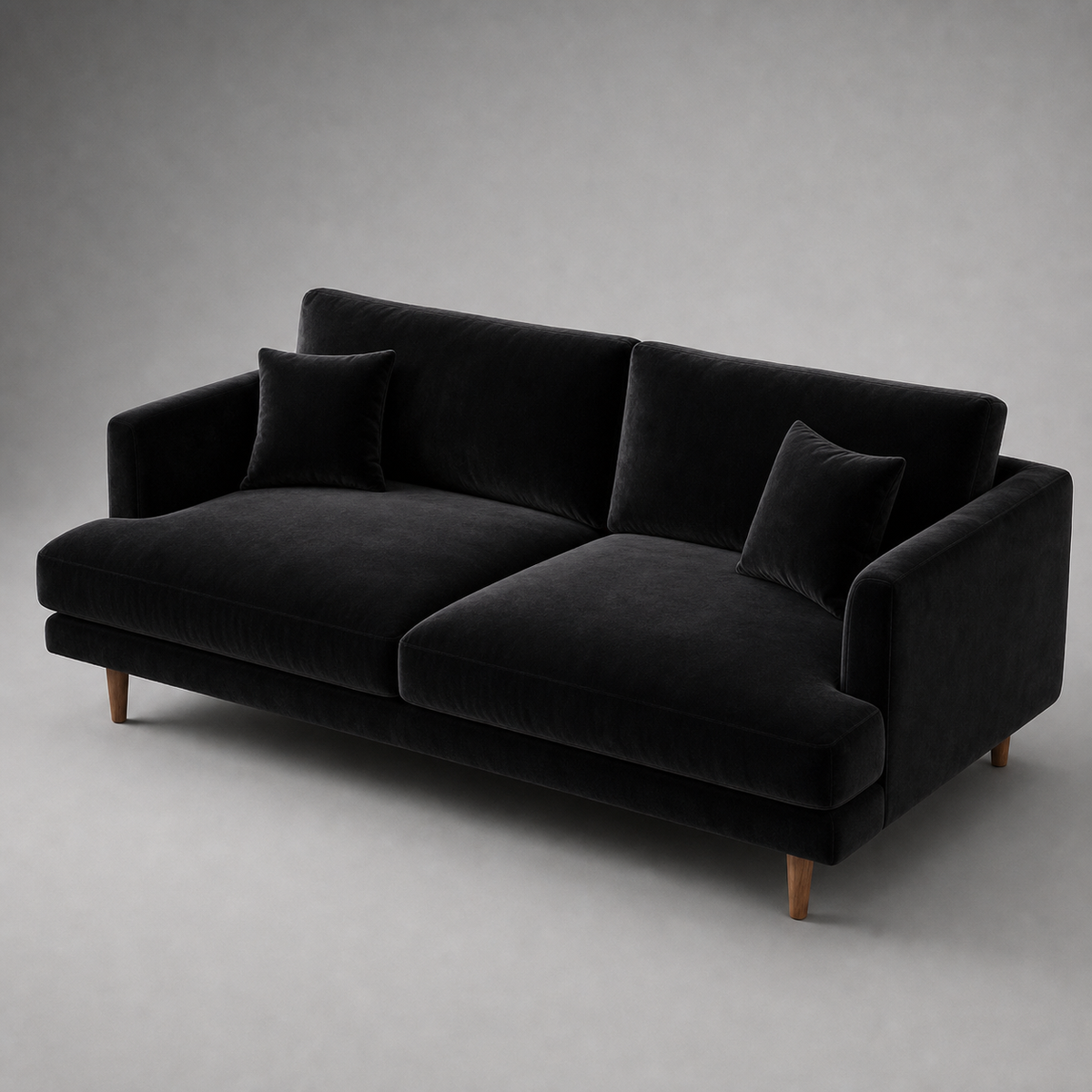 Meadow Chaise Lounge Black Velvet - Alternate Three Quarter View - Vibe Sofas Australia
