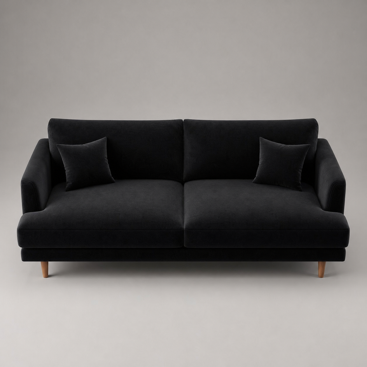 Meadow Chaise Lounge Black Velvet - Elevated Front View - Vibe Sofas Australia